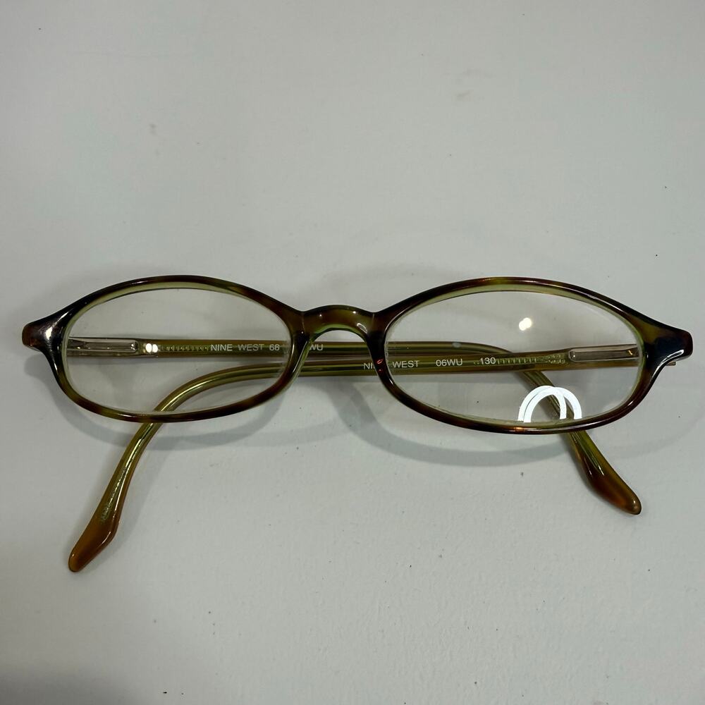 Nine West 68 06WU Green Brown Oval Eyeglasses 130 Frames Only Vintage Glasses